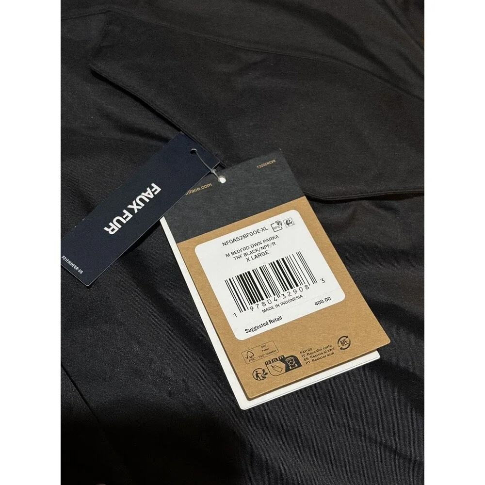The North Face Bedford Black Down Parka Winter Hooded Jacket Coat Mens XL NEW